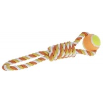 Hračka pro psy - bavlněné přetahovadlo, míček na laně, 37 cm