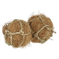 Hrací a okusovací jedlé míčky z kokosového vlákna pro hlodavce, 2 ks