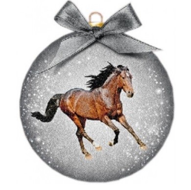 Vánoční ozdoba s koněm stříbrná
